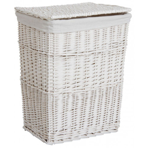 Panier à linge en osier laqué blanc taille 2