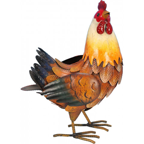 Poule décorative en métal 33 cm