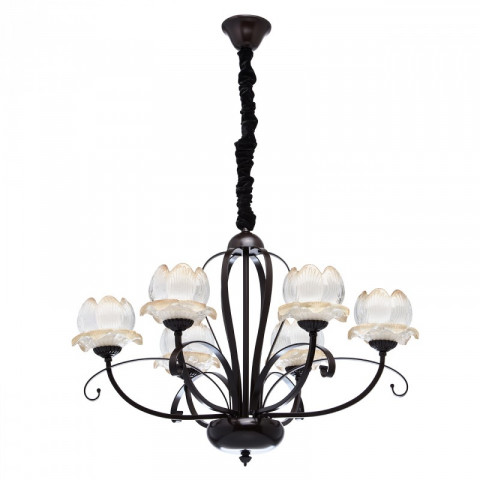 Suspension marron country 6 ampoules 132 cm
