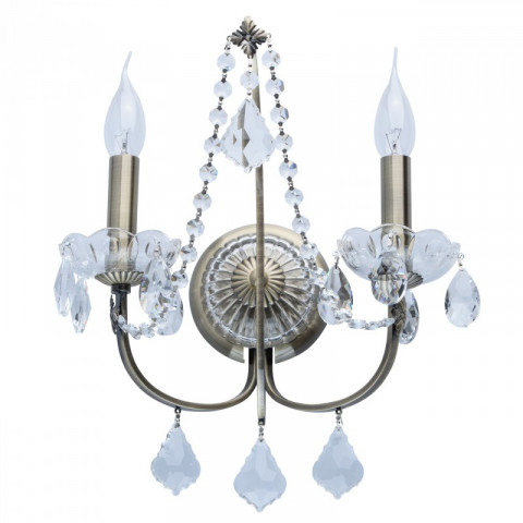 Applique murale laiton crystal 2 ampoules 15 cm