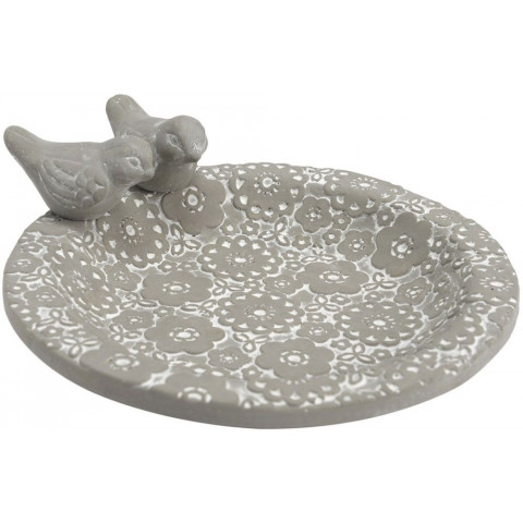 Bain à oiseau en ciment motifs fleurs