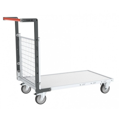 Chariot modulaire grillagé 1 dossier, plateau bois 1000 x 600 mm, 250 kg