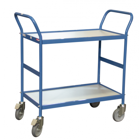Servante 2 plateaux bois, double poignées verticales, 780 x 420 mm, 150 kg