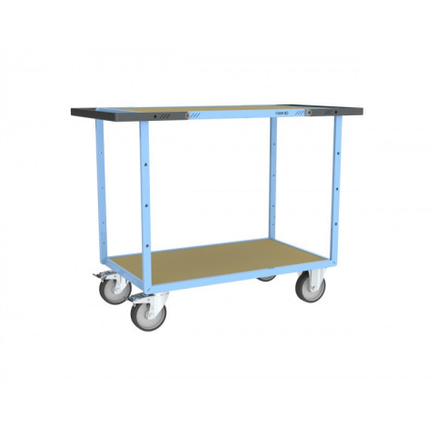 Servante mécano-soudée EVERSTEEL™ double poignées 2 plateaux médium 1000 x 600 mm 400 kg - Type de roues au choix