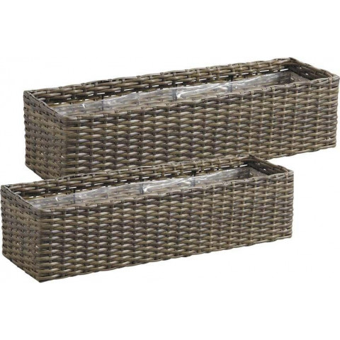 Jardinière rectangulaire en rotin synthétique (lot de 2)