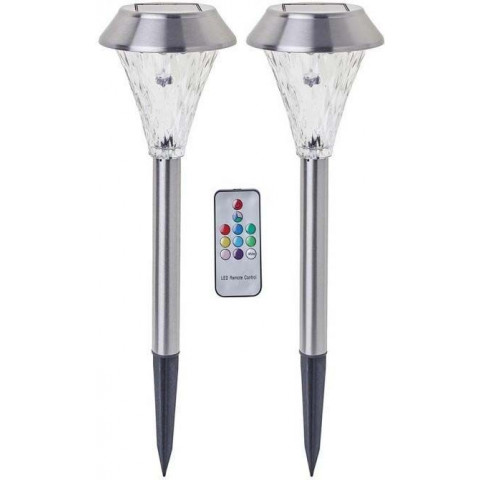 Lampe solaire sur pique avec télécommande (lot de 2)