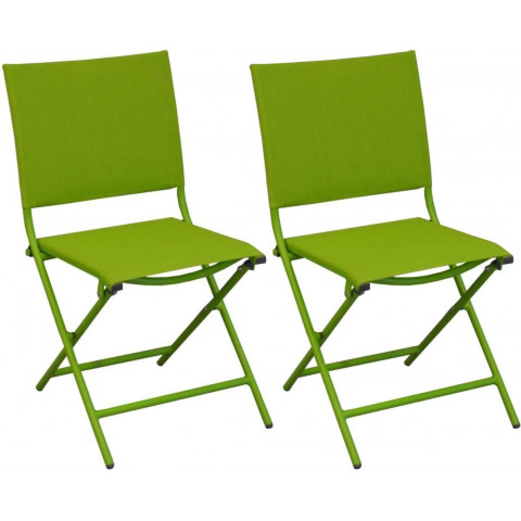 Chaise pliante textilène et acier (lot de 2) - Couleur au choix
