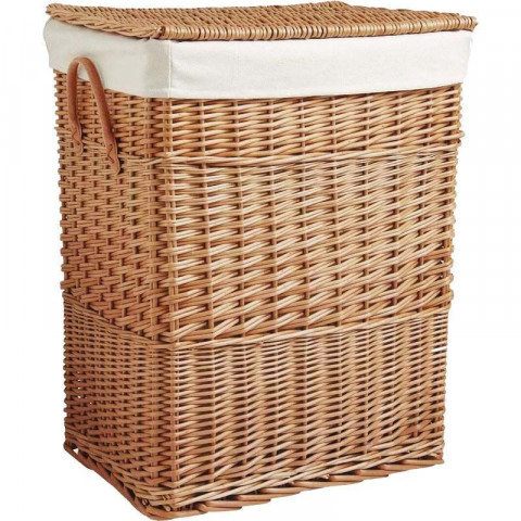 Corbeille à linge en osier clair