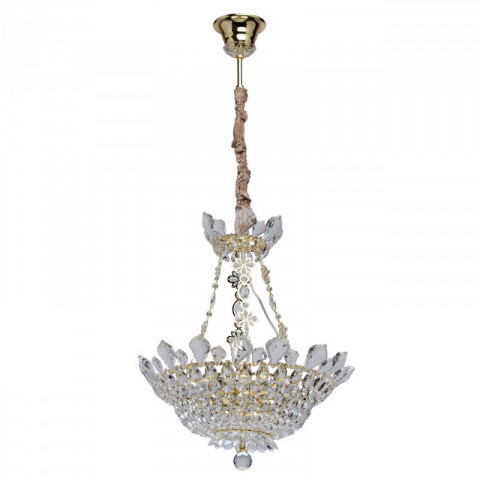 Suspension dorée crystal 6 ampoules 130 cm