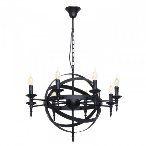 Chandelier noir country 8 ampoules 95 cm