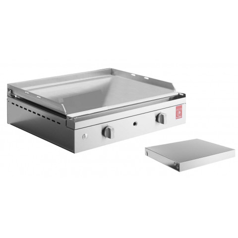 Plancha en inox lisse avec couvercle chef 55 cm