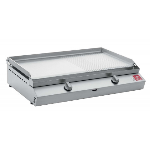 Plancha en inox lisse et rainurée moma 70 cm