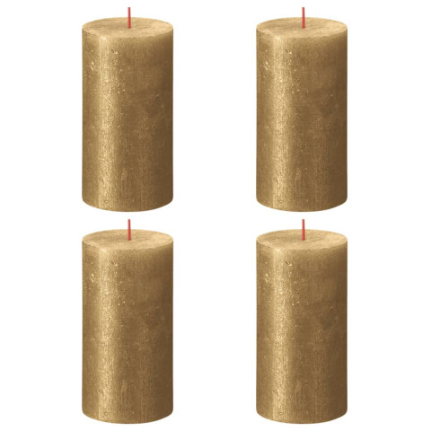 Bougies pilier rustiques shimmer 4 pcs 130x68 mm doré