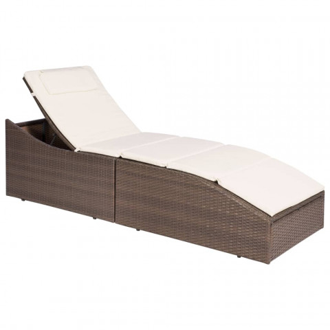 Vidaxl chaise longue avec coussin résine tressée - couleur au choix