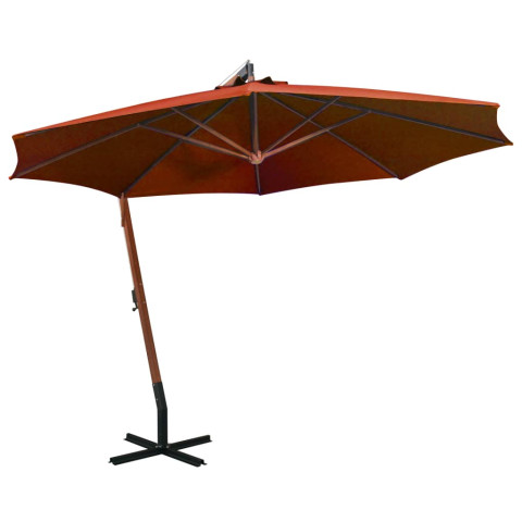 Parasol suspendu avec mât 3,5 x 2,9 m bois de sapin - Couleur au choix