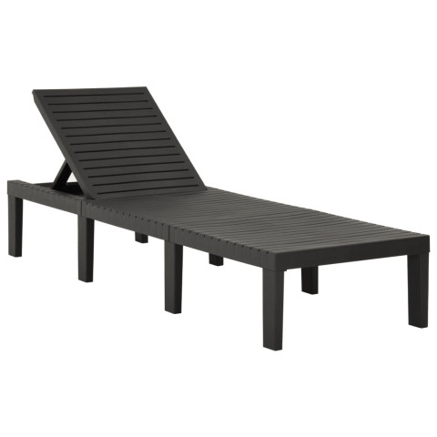 Transat chaise longue bain de soleil lit de jardin terrasse meuble d'extérieur plastique - Couleur au choix