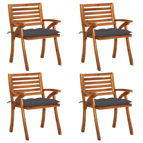 Chaises de jardin avec coussins bois de teck solide - Couleur et nombre de places au choix