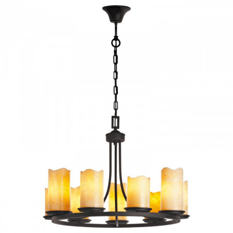 Chandelier noir country 9 ampoules 176 cm
