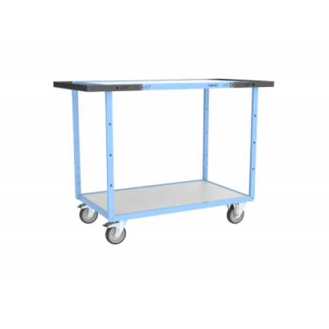 Servante mécano-soudée double poignées 2 plateaux mélaminé 850 x 500 mm roues TPE - 880701521