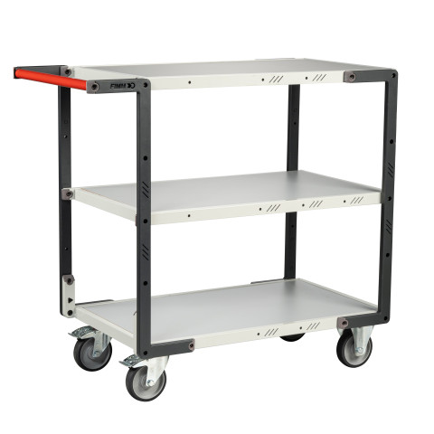 Servante montée 3 plateaux mélaminé 850 x 500 mm roues TPE 250 kg - 886721124