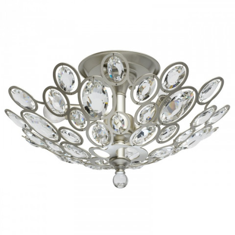 Plafonnier argenté crystal 3 ampoules 24 cm