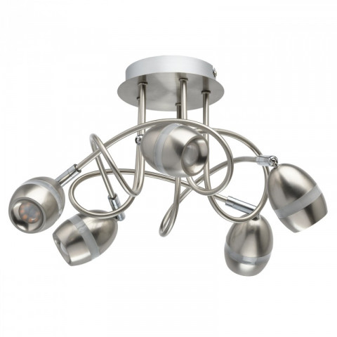 Plafonnier argenté techno 5 ampoules 21 cm