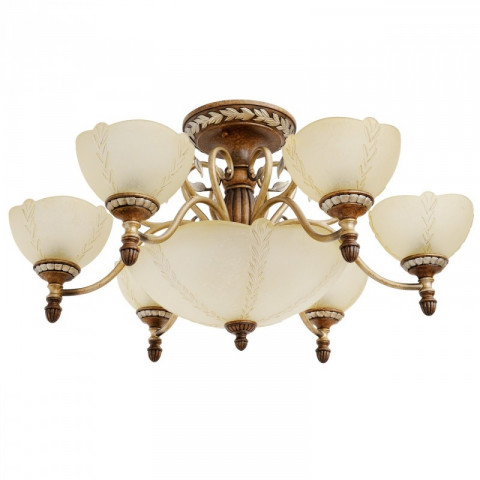 Plafonnier marron country 9 ampoules 45 cm
