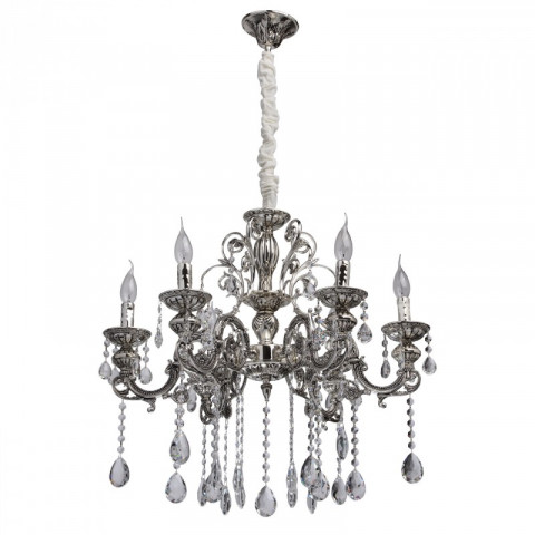 Suspension argentée classic 6 ampoules 100 cm