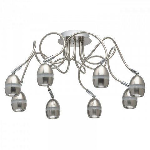 Plafonnier argenté techno 8 ampoules 26 cm