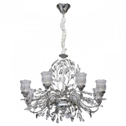 Chandelier argenté flora 8 ampoules 130 cm