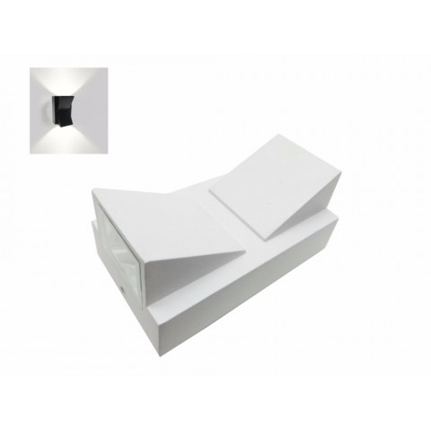 Applique murale led b44 2x 3w ip44 blanc - couleur eclairage : blanc neutre 4000k - 5500k