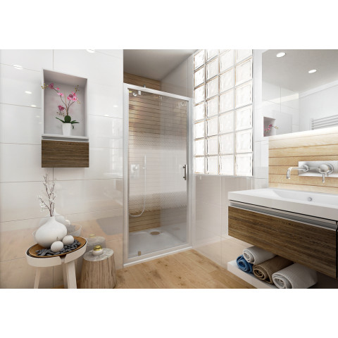 Porte de douche ancoswing pivotante, verre sécurité sérigraphié 5mm - Dimensions et couleur au choix