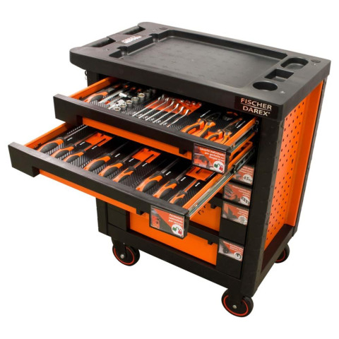 Servante d'atelier 6 tiroirs équipée 56 outils dans 6 modules, fidex-810489