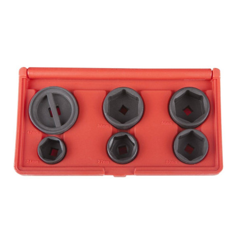 Coffret 6 douilles filtres à huile ø24, 27, 32, 36, 38 en 3/8" et ø42 mm en 1/2" cr-mo - hu 1991 - clas equipements