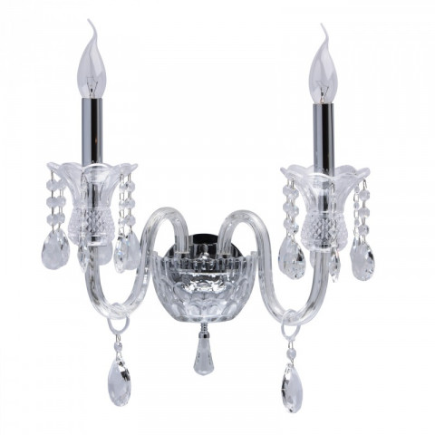 Applique murale chromée crystal 2 ampoules 22 cm