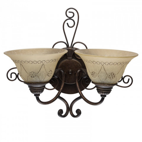 Applique murale marron country 2 ampoules 20 cm