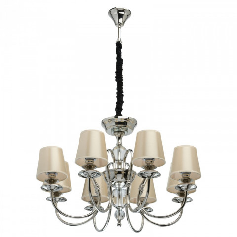 Suspension argentée elegance 8 ampoules 145 cm