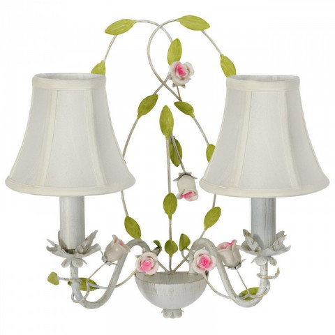 Applique murale blanche flora 2 ampoules 18 cm