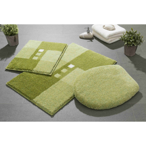 Tapis de salle de bain merkur vert set - 3 pcs (housse pour abattant + tapis 40x50cm + tapis 50x80cm)