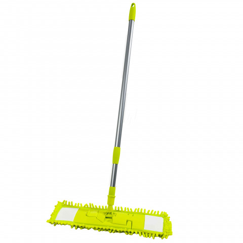 Balai microfibres 44cm avec manche 1.3m vert