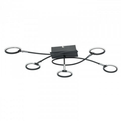 Plafonnier noir techno 5 ampoules 27.5 cm