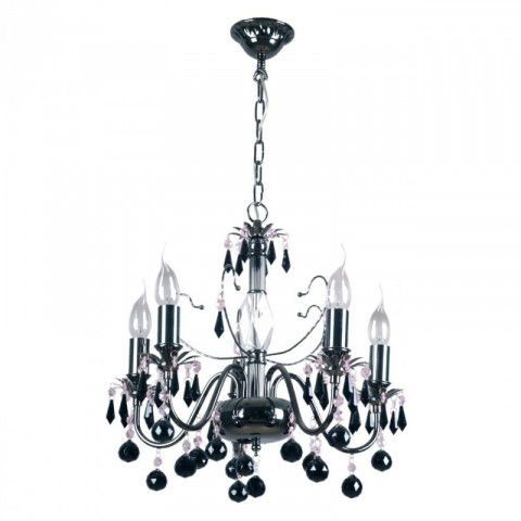 Suspension noire classic 5 ampoules 105 cm