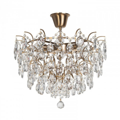 Plafonnier laiton crystal 6 ampoules 52 cm