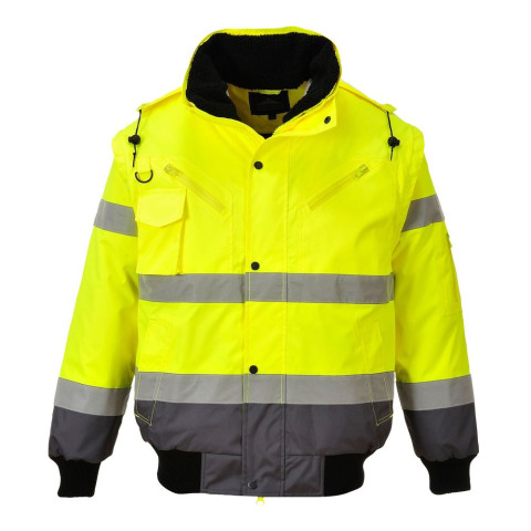 Blouson haute visibilité 3 en 1 portwest manches amovibles bicolore