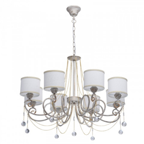 Suspension blanche elegance 8 ampoules 80 cm