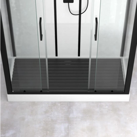 Caillebotis en bois composite gris pour cabine rectangle 153,5 x 70 cm Aurlane - CAI039