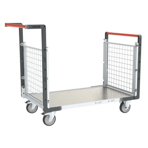 Chariot modulaire grillagé 2 dossiers plateau tôle galva 1000 x 600 mm 250 kg - 806724252