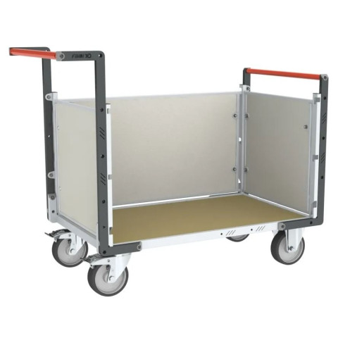 Chariot modulaire PP alvéolaire 2 dossiers + 1 ridelle plateau bois médium 1200 x 800 mm 500 kg - 806724674