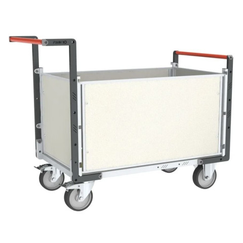 Chariot modulaire PP alvéolaire 2 dossiers + 2 ridelles plateau bois avec tapis caoutchouc 1000 x 600 mm 500 kg - 806724595