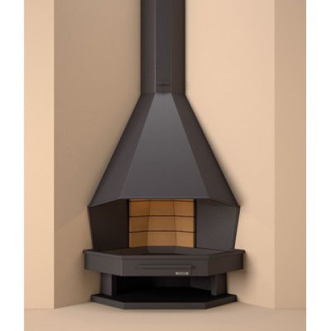 Focgrup cheminée métallique d'angle à foyer ouvert forgie ch04 13kw